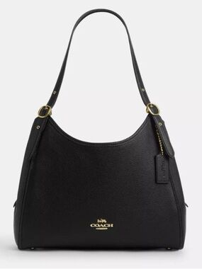 Coach Erin Shoulder Bag Leather Refined pebble leather Gold Black